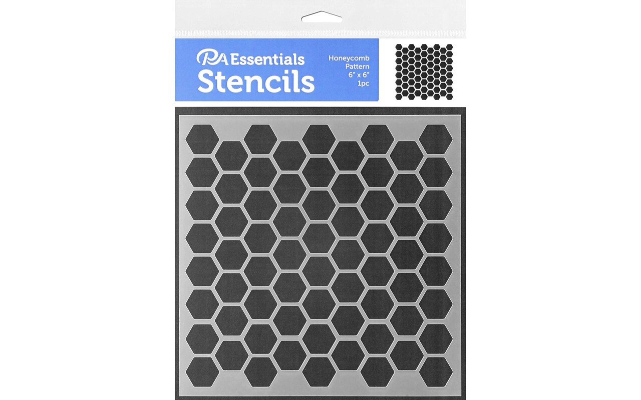 PA Essentials Stencil Honeycomb Pattern for Painting on Wood, Canvas, Paper, Fabric, Wall and Tile, Reusable DIY Art and Craft Stencils for Painting, 6"x6" Inches
